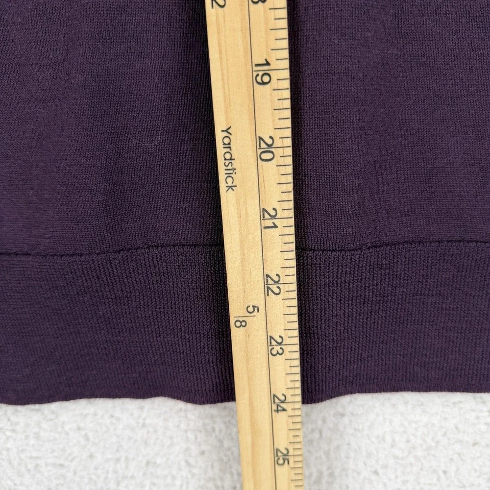 Tory Burch Sweater Cardigan Womens Small Purple 100% Merino Wool V Neck‎ Logo